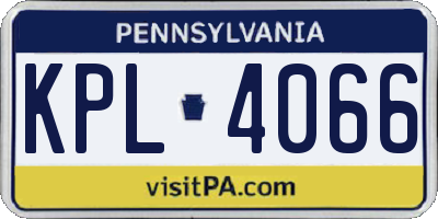 PA license plate KPL4066