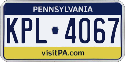 PA license plate KPL4067