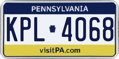PA license plate KPL4068