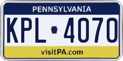 PA license plate KPL4070