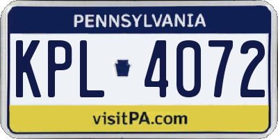 PA license plate KPL4072