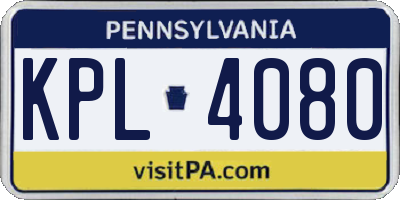 PA license plate KPL4080