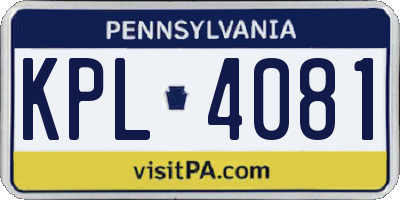 PA license plate KPL4081