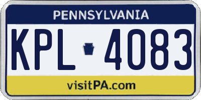 PA license plate KPL4083