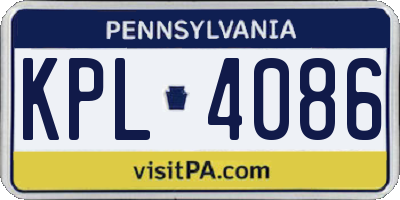 PA license plate KPL4086