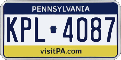 PA license plate KPL4087