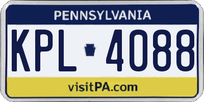 PA license plate KPL4088