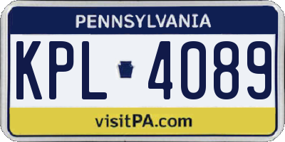 PA license plate KPL4089