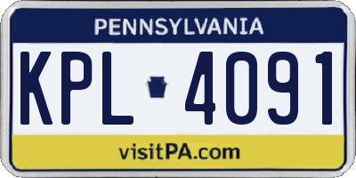PA license plate KPL4091
