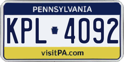 PA license plate KPL4092