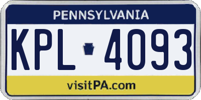 PA license plate KPL4093