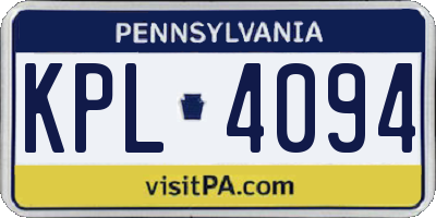 PA license plate KPL4094