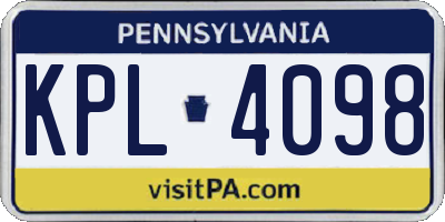 PA license plate KPL4098
