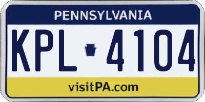 PA license plate KPL4104