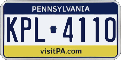 PA license plate KPL4110