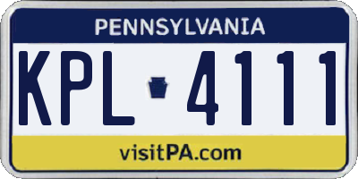 PA license plate KPL4111