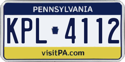 PA license plate KPL4112