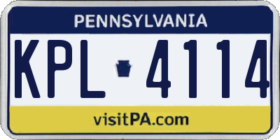 PA license plate KPL4114