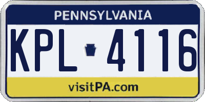 PA license plate KPL4116