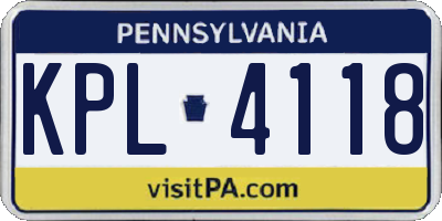 PA license plate KPL4118
