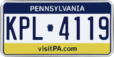PA license plate KPL4119