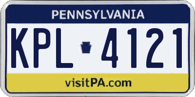 PA license plate KPL4121