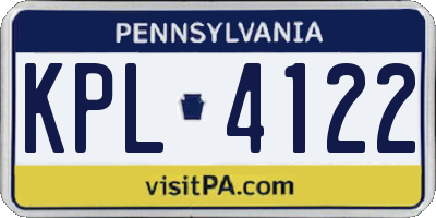 PA license plate KPL4122