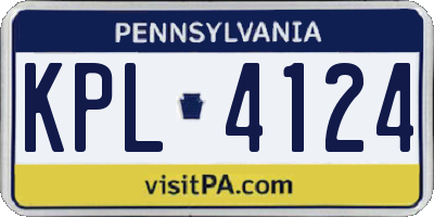 PA license plate KPL4124