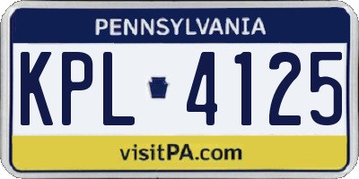 PA license plate KPL4125
