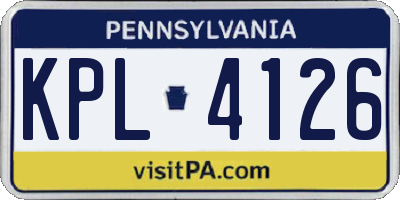 PA license plate KPL4126