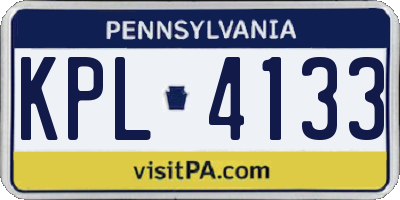 PA license plate KPL4133