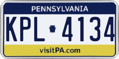 PA license plate KPL4134