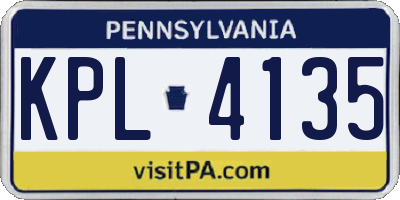 PA license plate KPL4135
