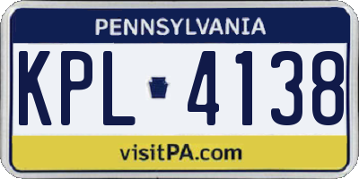 PA license plate KPL4138