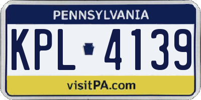PA license plate KPL4139