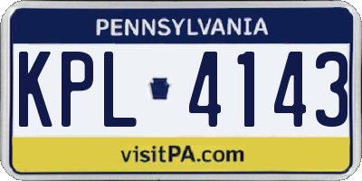 PA license plate KPL4143
