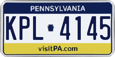 PA license plate KPL4145