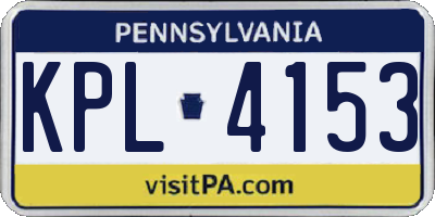 PA license plate KPL4153