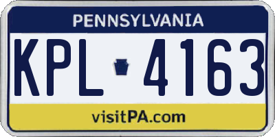 PA license plate KPL4163
