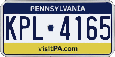 PA license plate KPL4165