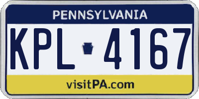 PA license plate KPL4167