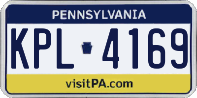PA license plate KPL4169