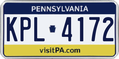 PA license plate KPL4172