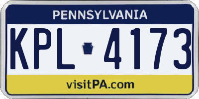 PA license plate KPL4173