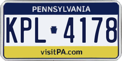 PA license plate KPL4178