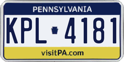 PA license plate KPL4181