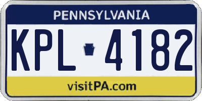 PA license plate KPL4182