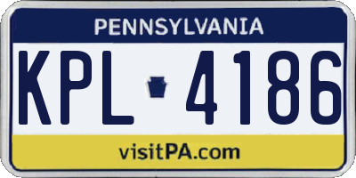 PA license plate KPL4186