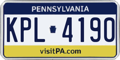PA license plate KPL4190