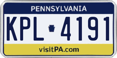 PA license plate KPL4191